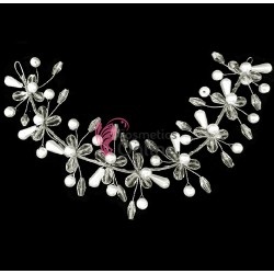 Tiara Ti016AA Argintie pentru mirese cu perle Albe si strasuri